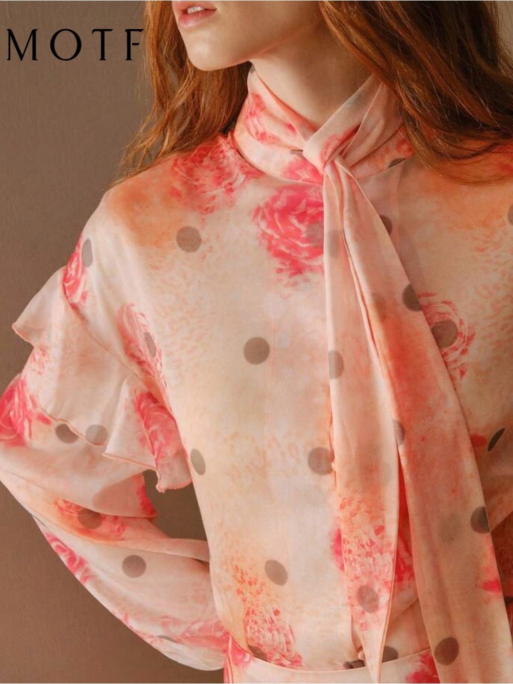MOTF NWT Pink Floral Tie-Neck Blouse & Maxi Skirt Size L - Picture 2 of 5